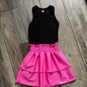 PixieLane Girls Black and Pink Banded Dress